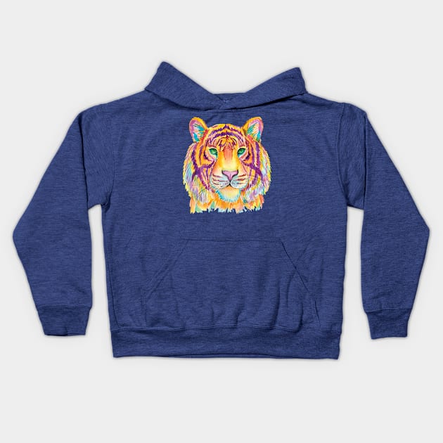 Tiger watercolor 1 Kids Hoodie by iphigeniaisolde